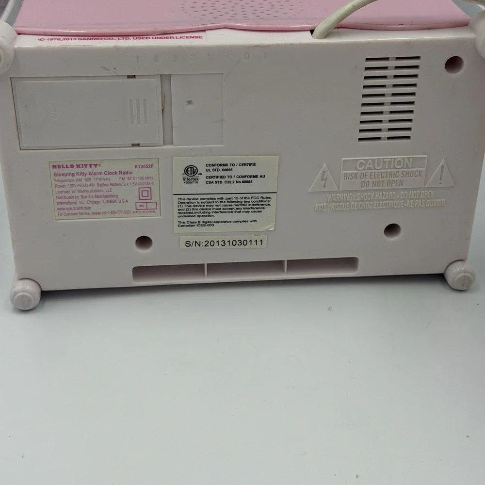 HELLO KITTY Sleeping Kitty Alarm Clock Radio Nightlight KT2052P TESTED